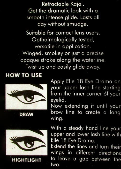 ELLE 18 EYE Drama Bold Black Kajal Review